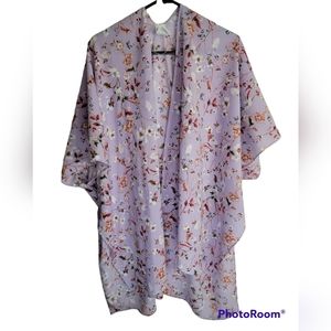Women's Lavender Kimono with Floral Print
